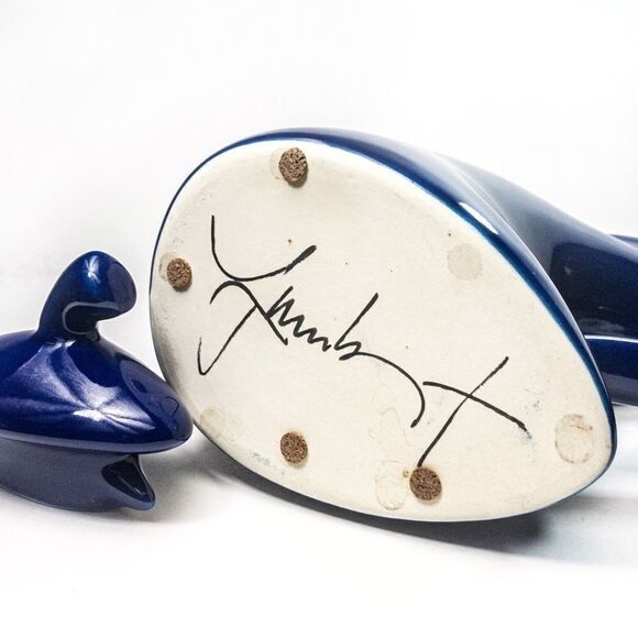 Michael Lambert ‘Struttin’ Dancing Teapot Signed Large Cobalt Blue Ceramic - Picture 6 of 12